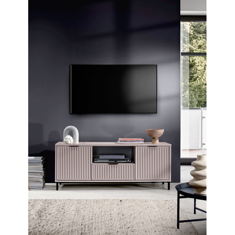 Hette Unfinished TV Stand for TVs up to 50" with Fireplace Included, Cashmere