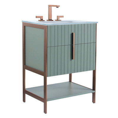 Meuble-lavabo sur pied simple 24 po avec plateau en verre Mirutil