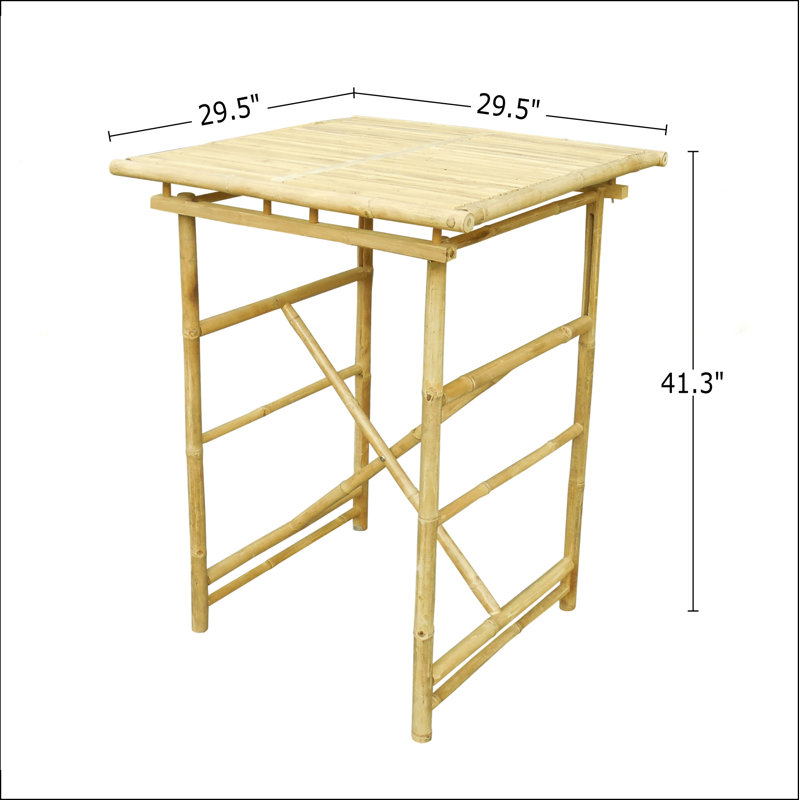 Square Bamboo Solid Wood Yes Outdoor Bistro Table , 35.4 " W 35.4 " D