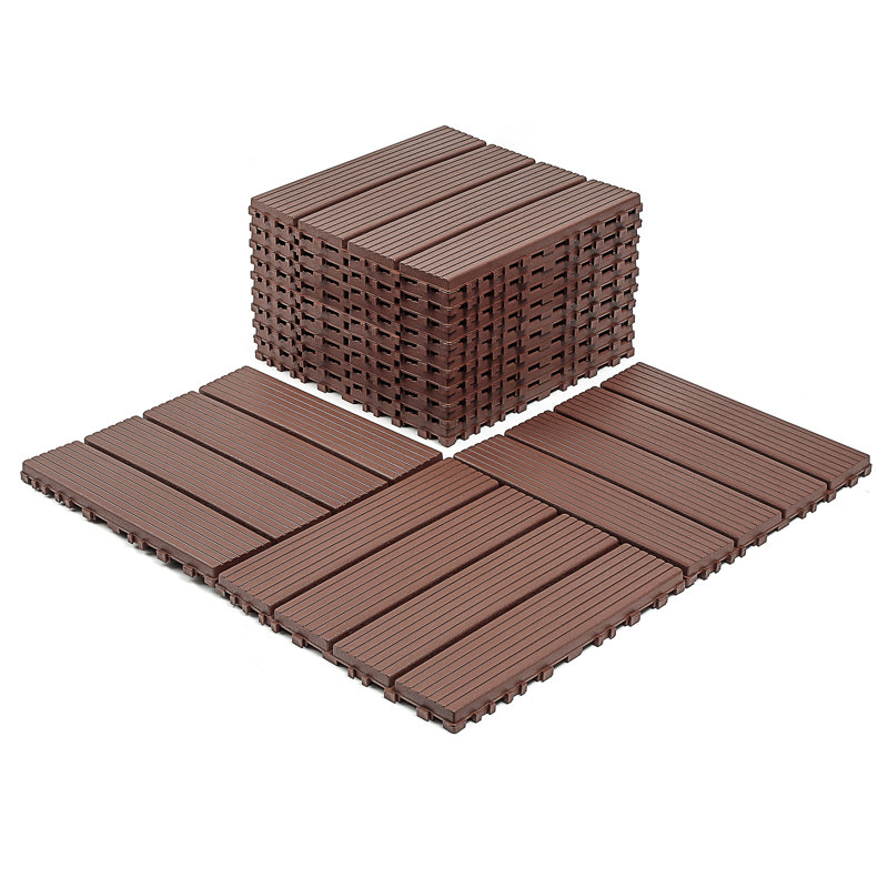 Plastic Interlocking Decking Tiles, Brown