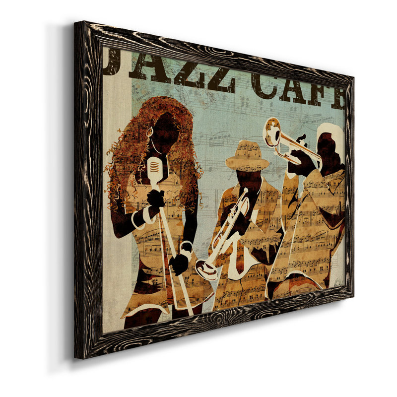 Jazz café - reproduction d'art sur toile, H 31 po x l 44 po x P 1 po, Noir