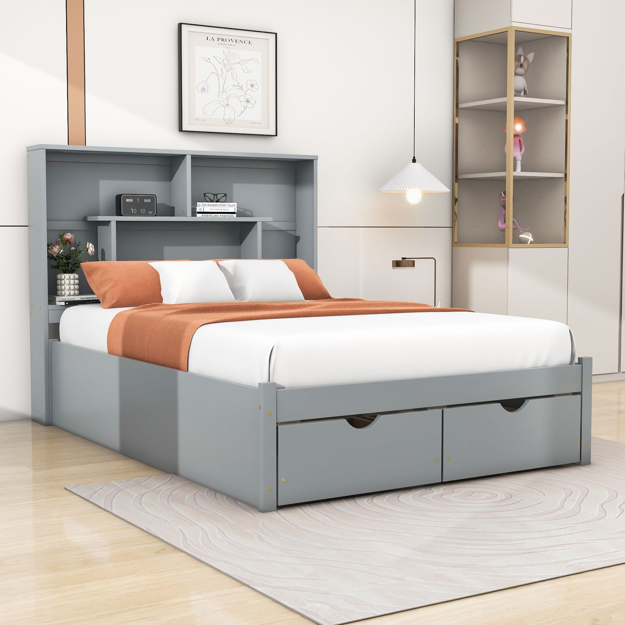 Lark Manor™ Wood Platform Bed with Storage Drawers and Headboard | Wayfair