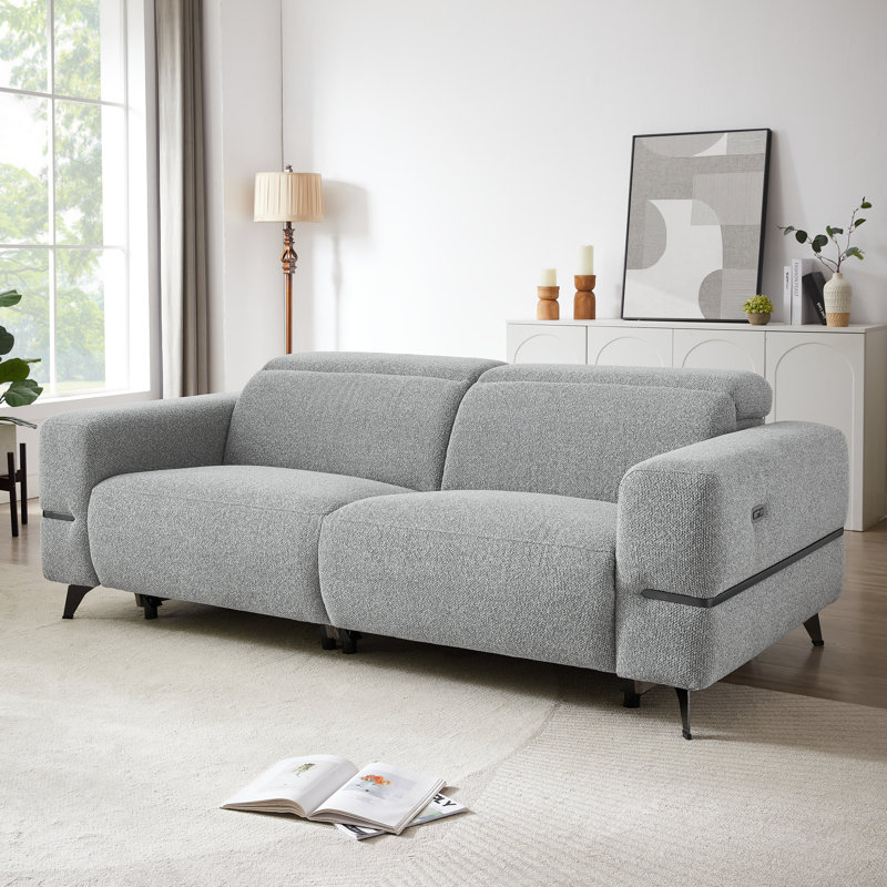 84"W Upholstered Power Reclining Sofa, Gray