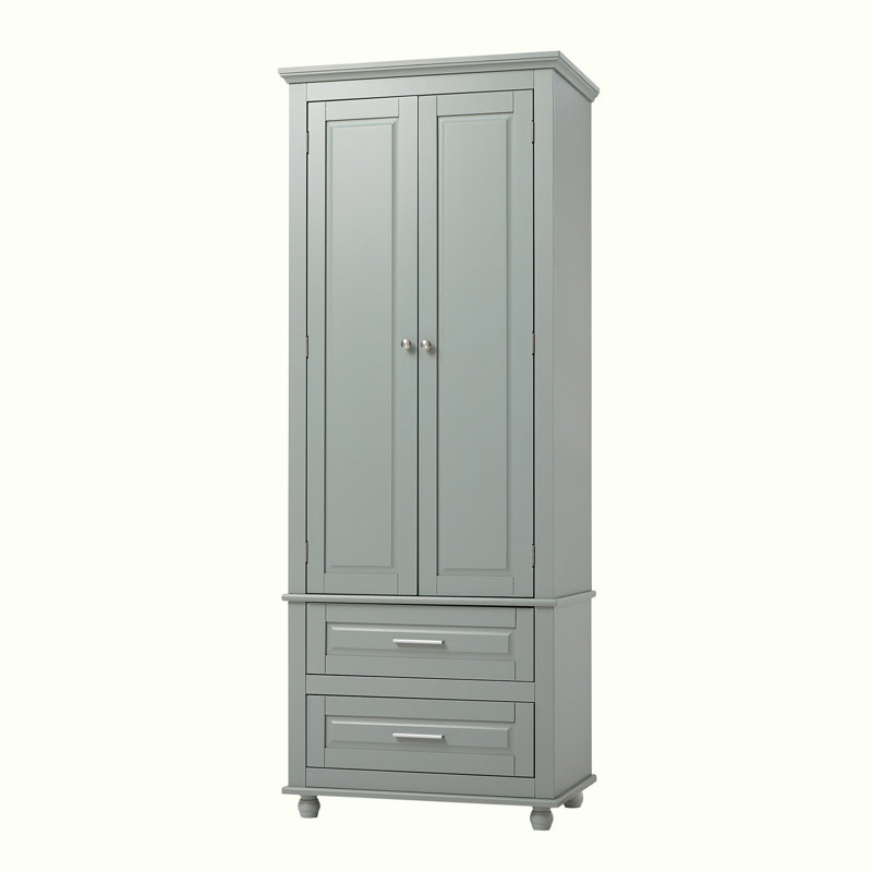 Armoire de rangement de salle de bain avec 2 tiroirs, Gris