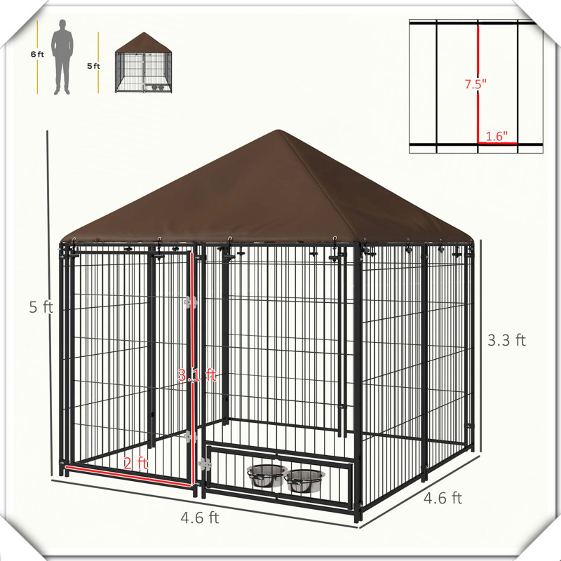 Enclos d'extérieur pour chien avec enclos tournant, Noir