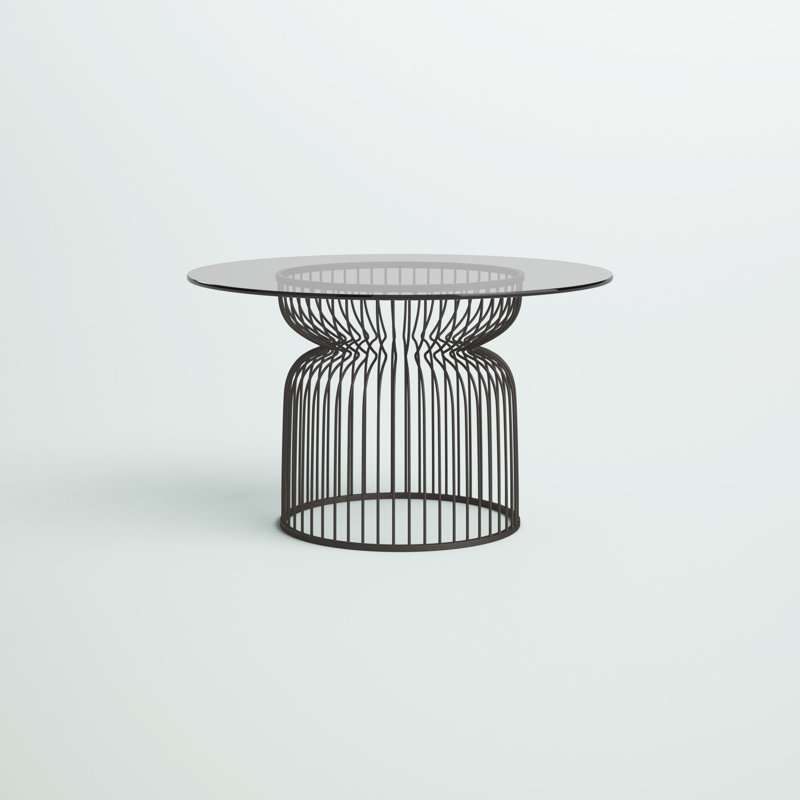Leonidas Round Glass Top Metal Base Dining Table
