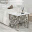 White Faux Marble And Silver End Table With Mirrored Chrome Metal Geometric Base