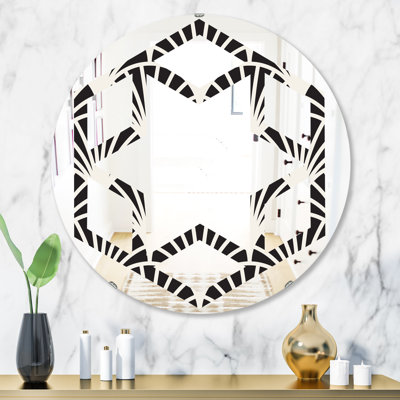 Art Deco Waves I Hexagon Star Eclectic Frameless Wall Mirror