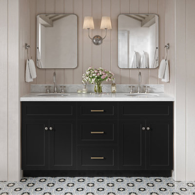 Abell 67'' Double Bathroom Vanity with Carrara Marble Top