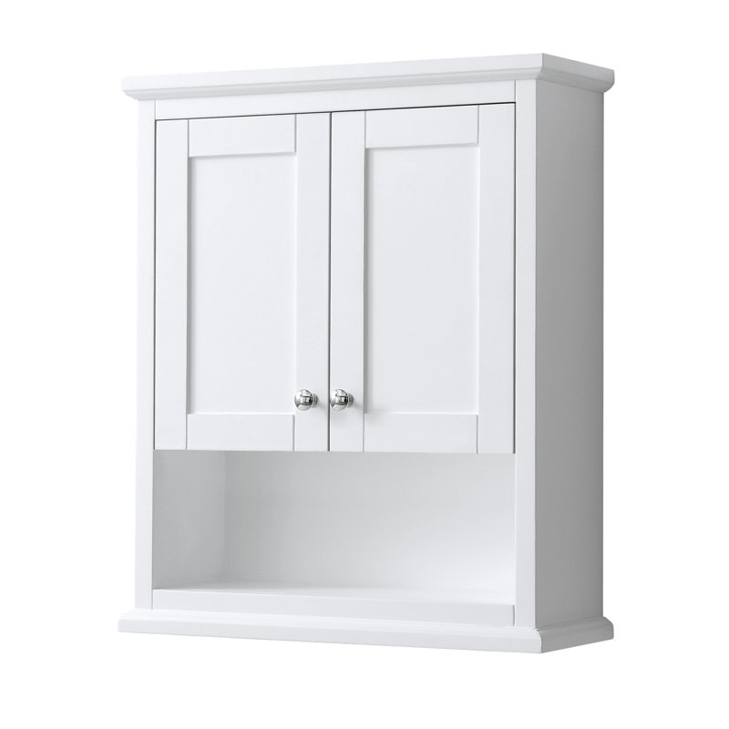 Avery Solid Wood Over The Toilet Storage, White/Polished Chrome
