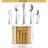 40 Piece Forged Flatware Set With Extra Large Adjustable Bamboo Cutlery Storage Box,Service For 8