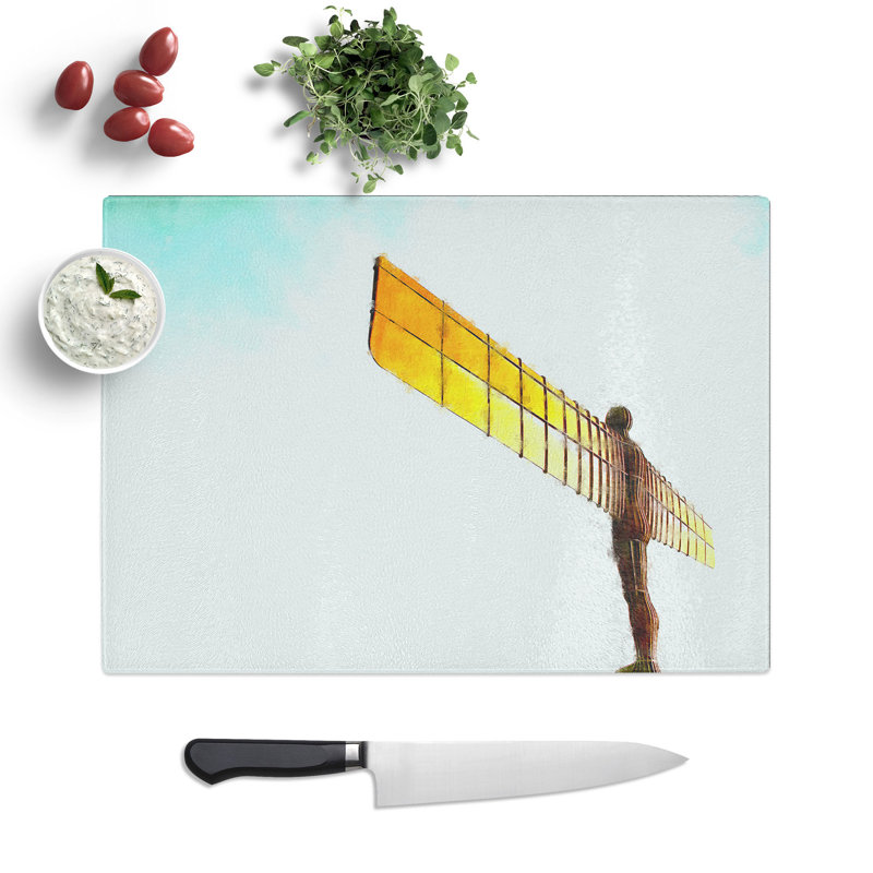 Tempered Glass Angel of the North in Gateshead Painting Chopping Board, 20 cm x 28.5 cm
