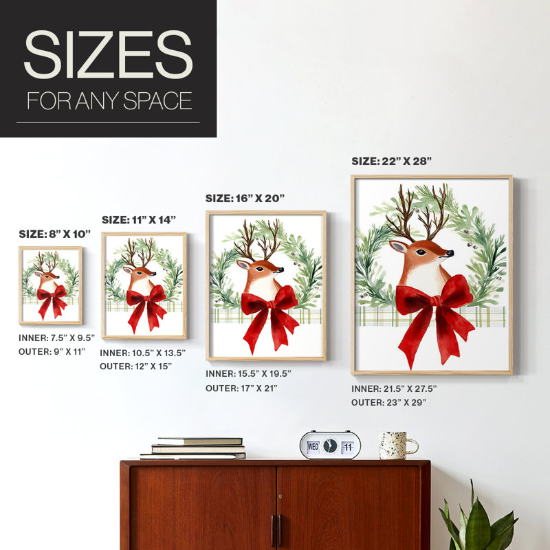 «Christmas Holiday Art XC», reproduction encadrée - bois massif, Naturel, H 15 po x l 12 po