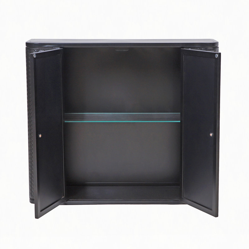 Armoire de salle de bain murale noire avec miroir, 2 portes en miroir et tablette ouverte, armoire de rangement en métal de style campagnard avec compartiment ouvert pour meuble-lavabo, toilette et évier