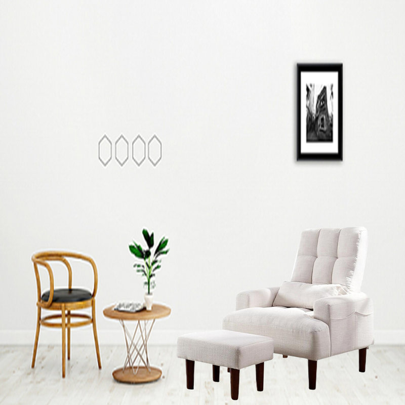 Fauteuil de détente de salon en blanc crème, fauteuil inclinable, blanc doux et relaxant pour la chambre, coussin, dossier à pression, plusieurs angles confortables
