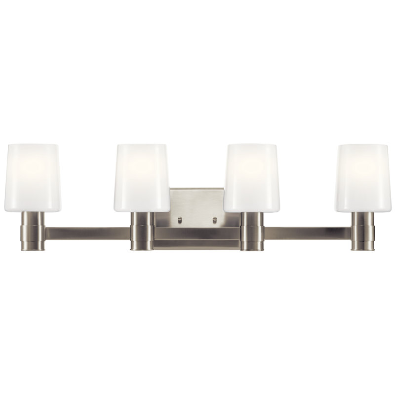 Éclairage de salle de bain 4 lumières à intensité variable Keison, Nickel