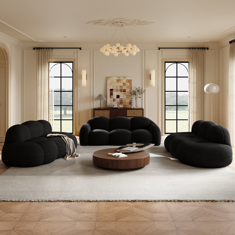 Ensemble de canapé mixte sans accoudoirs et avec accoudoirs Cloud, ensemble de salon en peluche compressé sans assemblage