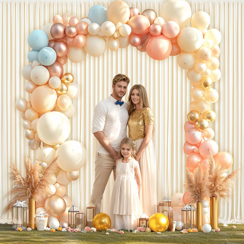 Wrinkle Free Wedding Backdrop Curtains 4 Panels, Champagne