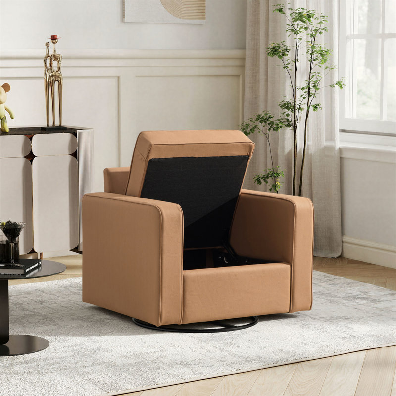 Fauteuil d'appoint pivotant moderne avec rangement de 33,5 po de largeur, Ambre