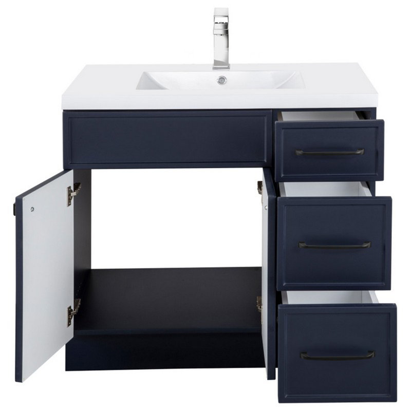 Ensemble de meuble-lavabo simple Manhattan, Bleu, Noir, 36"