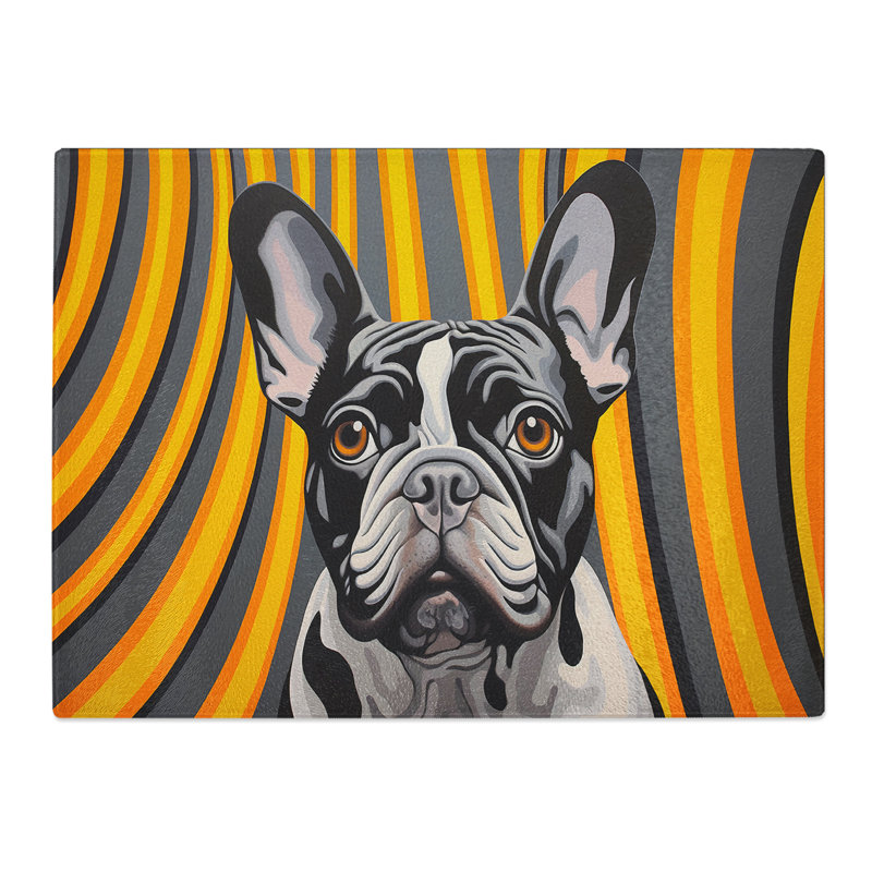 French Bulldog Op Art No.2  Glass Chopping Board