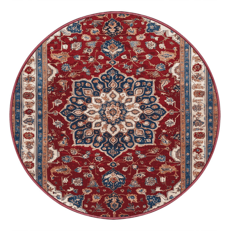 Machine Washable Persian Brown Area Rug, Round 3'