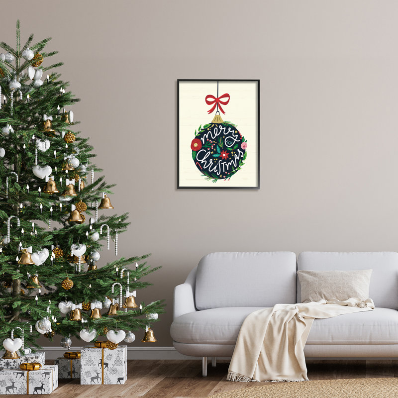 «Merry Christmas», art botanique suspendu à l'arc rouge par Louis Allen, H 30 po x l 24 po x P 1,5 po