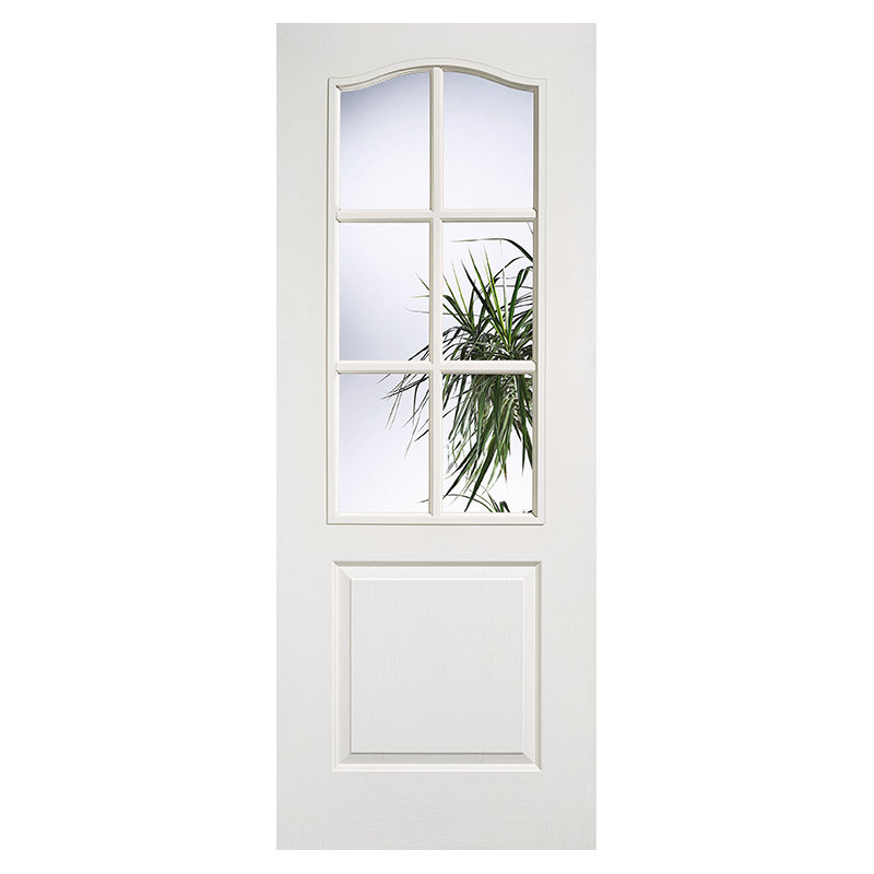 Textured Classical 6L Glazed White Internal Door, 198.1cm H x 76.2cm W x 3.5cm D
