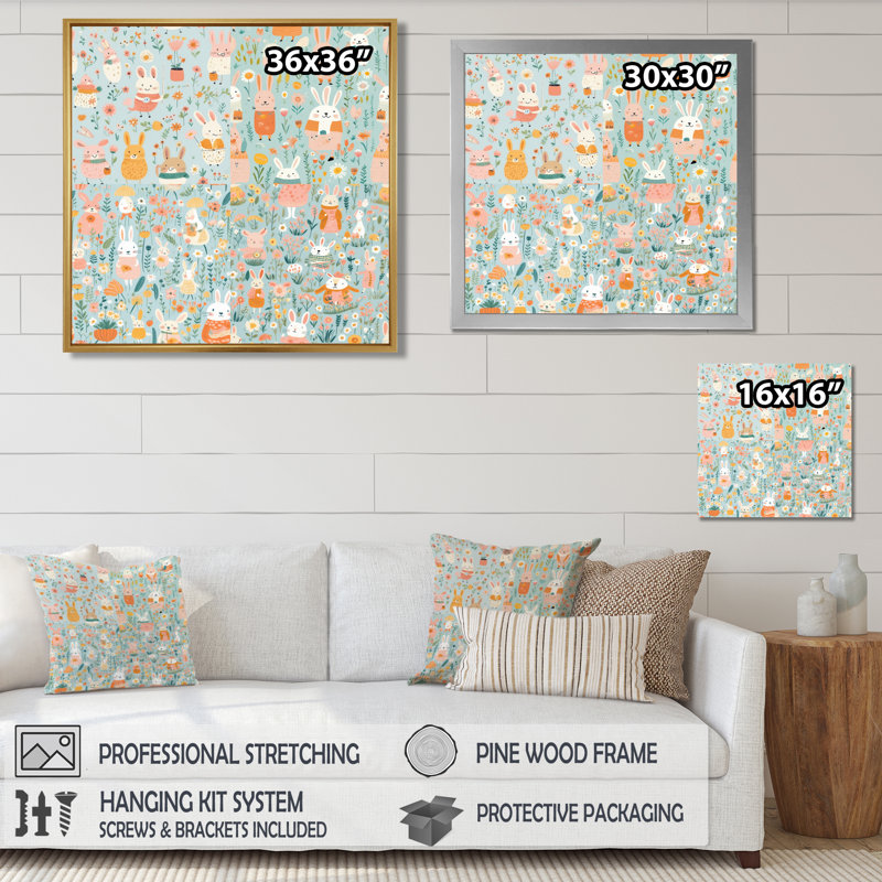 «Kiruthik - Children», impression d'art mural, Toile avec cadre flottant or, H 16 po x l 16 po x P 1 po
