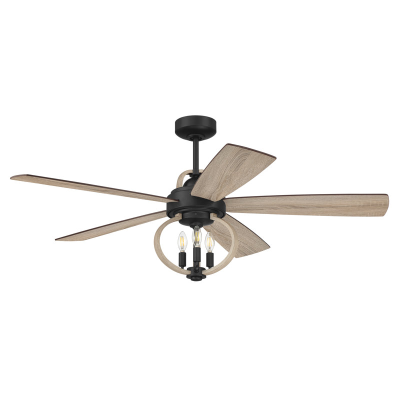 52'' Ceiling Fan with LED Lights, Black