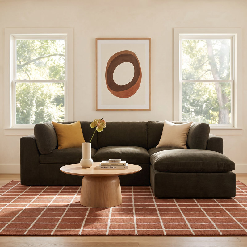 Calder Nook Modular Sectional Dark Green, Green Polyester