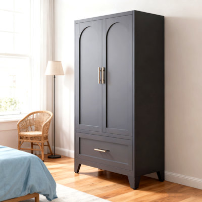 Armoire métallique de 152 cm de hauteur avec 1 tiroir, une étagère et une tringle, fini noir