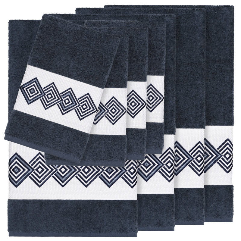 Noah 8 Piece Turkish Cotton Towel Set, Midnight Blue