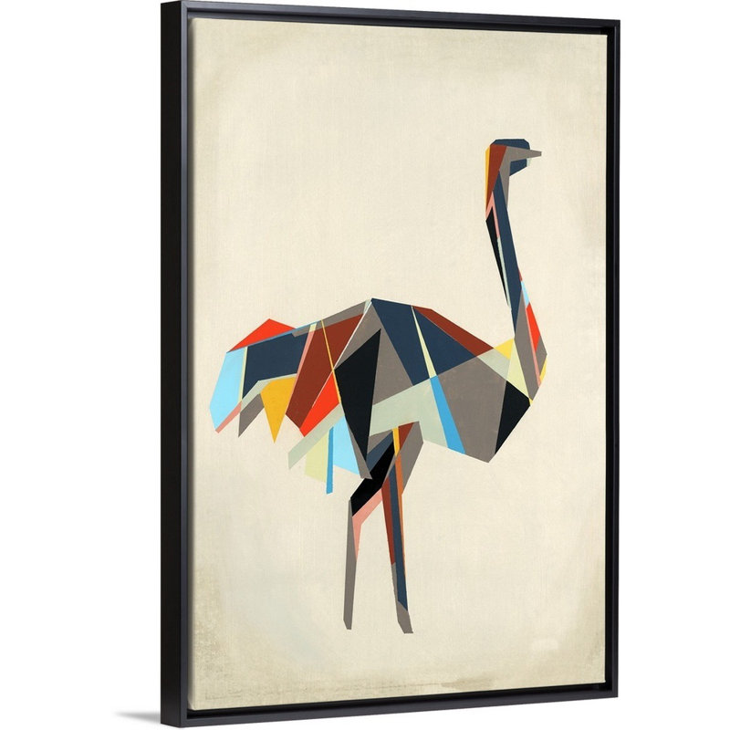 « tip tip zoo i », peinture sur toile, H 31,7 po x l 21,7 po x p 1,75 po, Cadre flottant noir