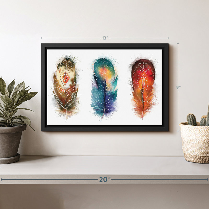 " Feather Patterns Splatter Canvas Print ", 9" H x 13" W