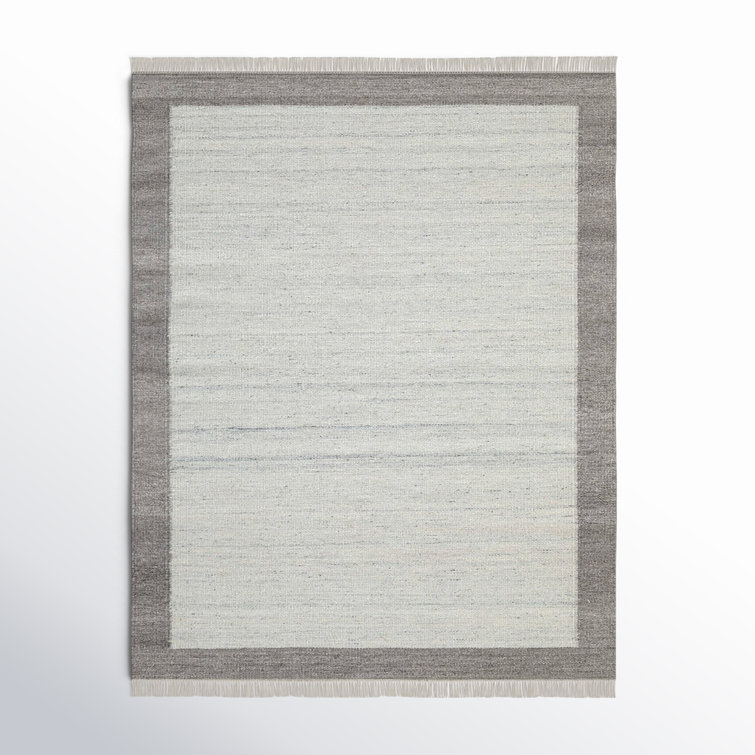 Kaylee Hand Turfed Wool Area Rug in Gray/Ivory