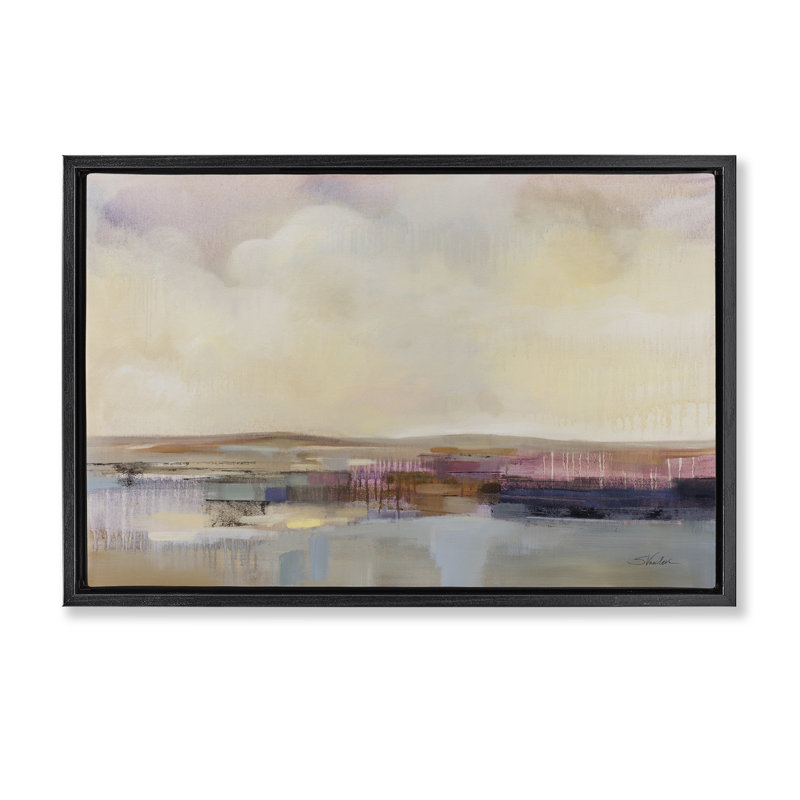 «Billowing Clouds Abstraction», toile flottante encadrée par Silvia Vassileva, Cadre flottant noir de jais, H 21 po x l 31 po