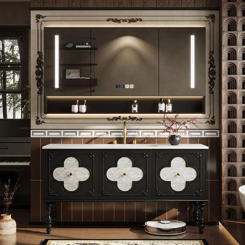 American-style fashionable bathroom cabinet, 55", Black