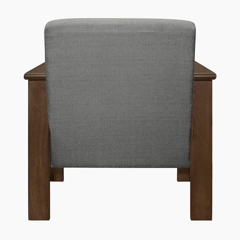 Bertolt 29.5" Mid-Century Modern Accent Chair with Textured Fabric Upholstery, Solid Rubberwood Frame, Foam Over Pocket Coils