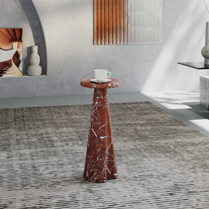 Faux Marble Side Table, Red