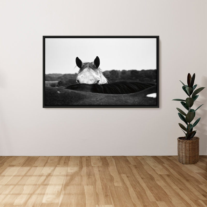"Flirt" par Aledanda, reproduction sur toile dans un cadre flottant, H 21,5 po x l 33,5 po, Noir, noir, noir, noir