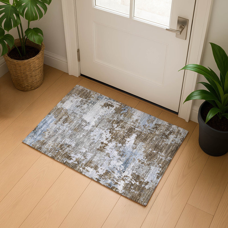Premium Machine Washable Mayfield AMF2142 abstract Rug, 1'8" x 2'6", Chocolate