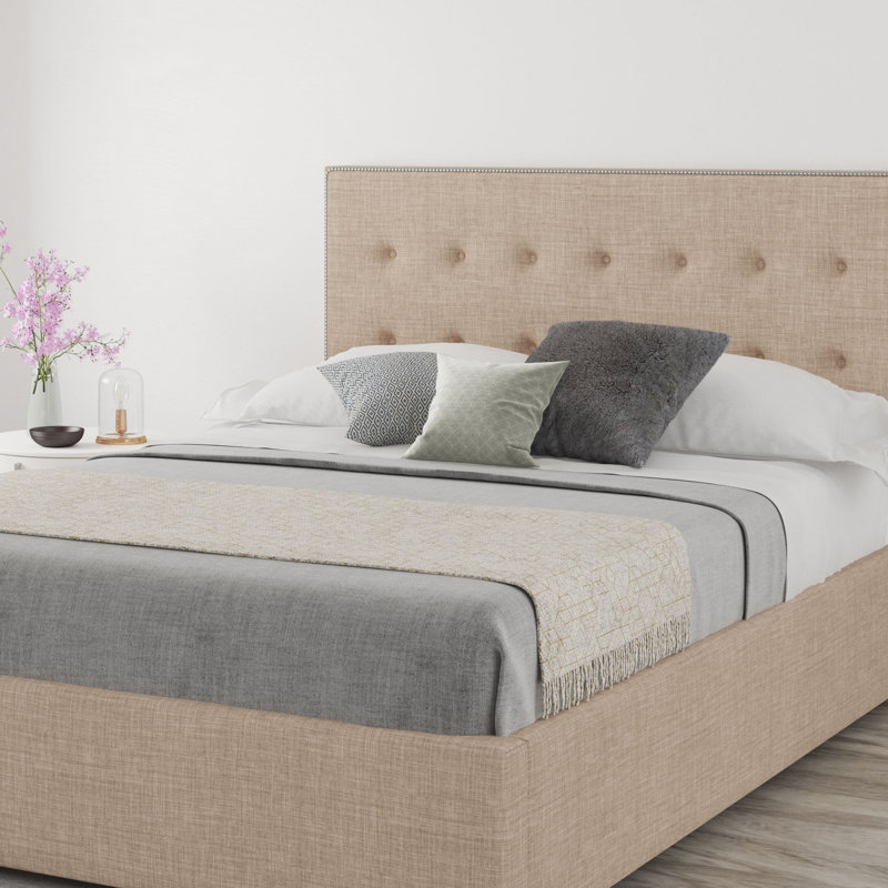 Wem Upholstered Velvet Headboard, Super King (6'), Linen Mink