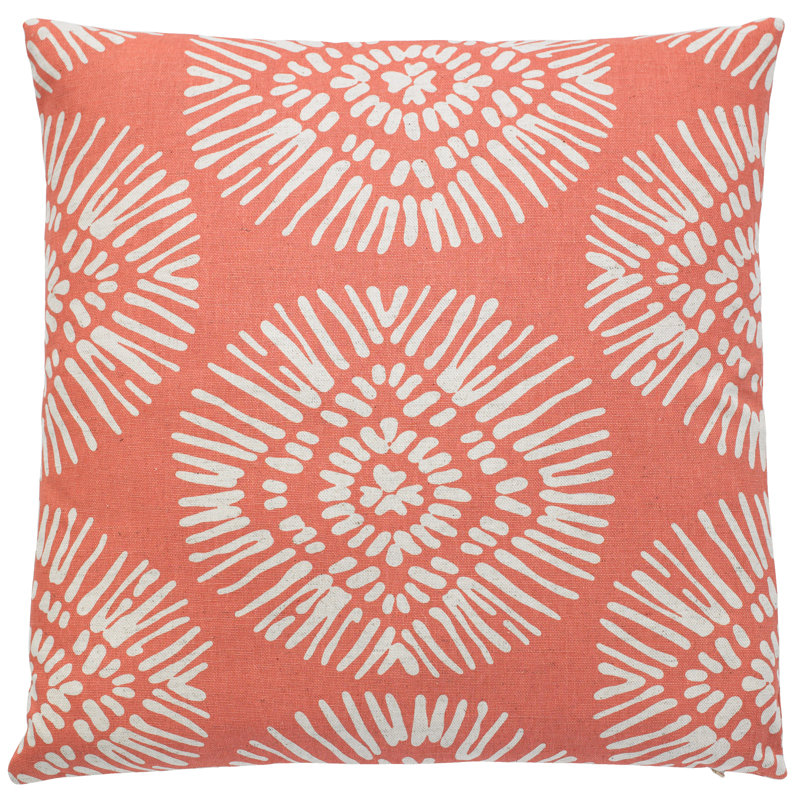 Lanai Pillow Sham Cotton Blend Geometric Sham, Salmon, Queen