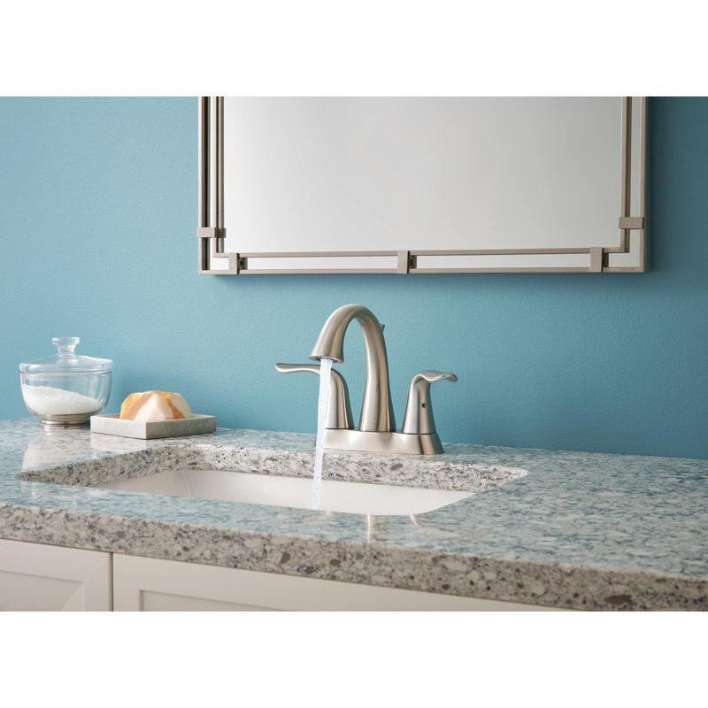 Lahara Centerset Bathroom Faucet with Drain Assembly, 2-handle Bathroom Sink Faucet, Brilliance Stainless