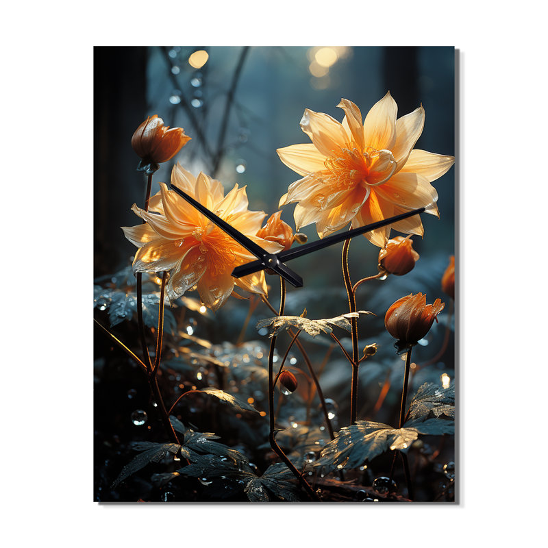 Horloge murale florale Wildflowers Sunkissed Petals, Grand