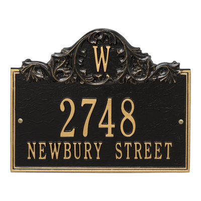 Acanthus Monogram 3-Line Wall Address Plaque
