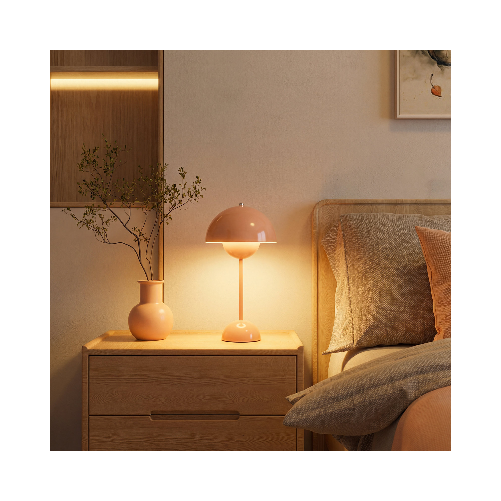 Brunilde Adjustable Metal Table Lamp, Pink, Pink