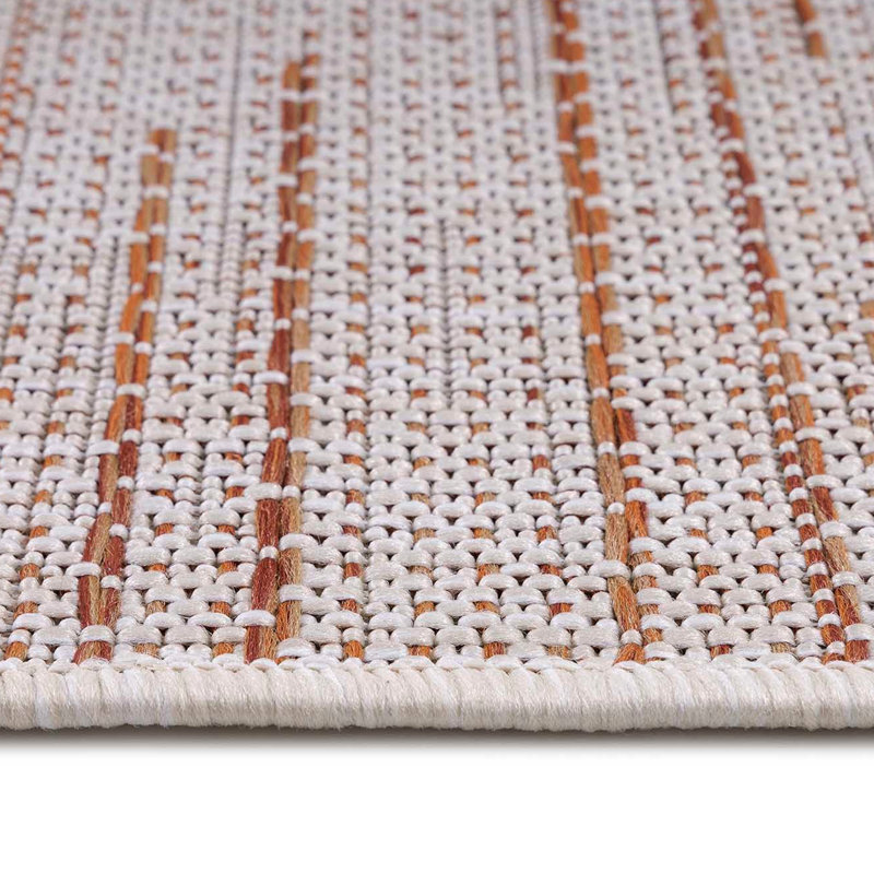 Tapis rectangulaire en polypropylène tissé à la machine orange / crème Dineen, Rectangle 6 pi 7 po x 9 pi 6 po