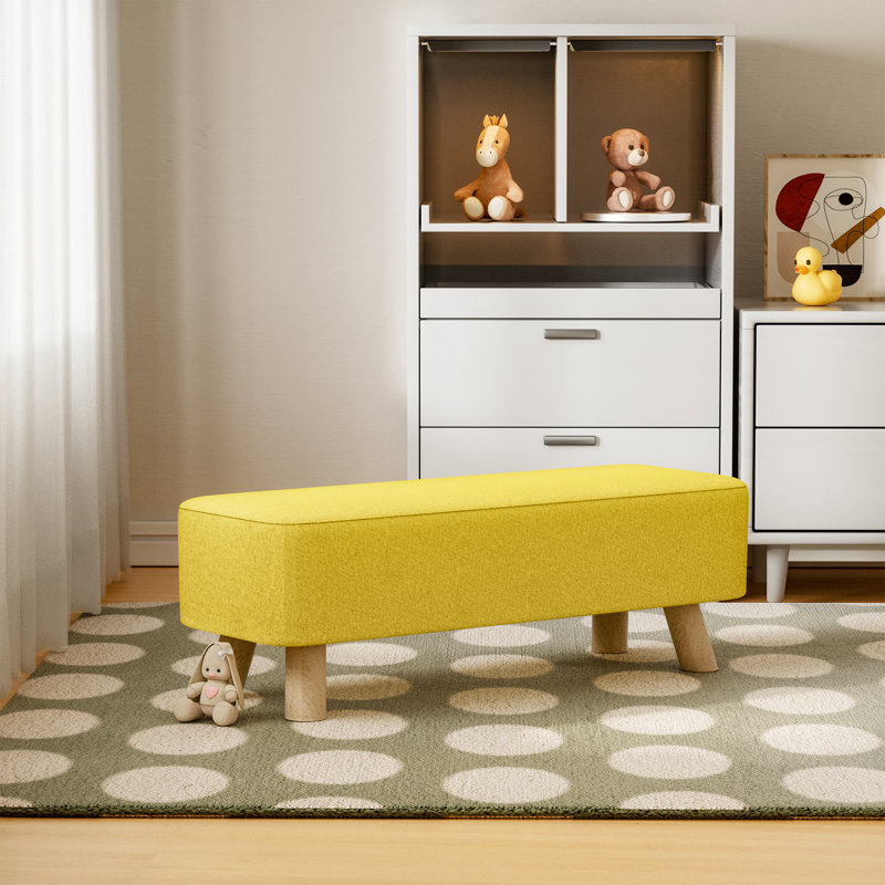 Artis 81cm Wide Rectangle Solid Colour Footstool Ottoman, Yellow